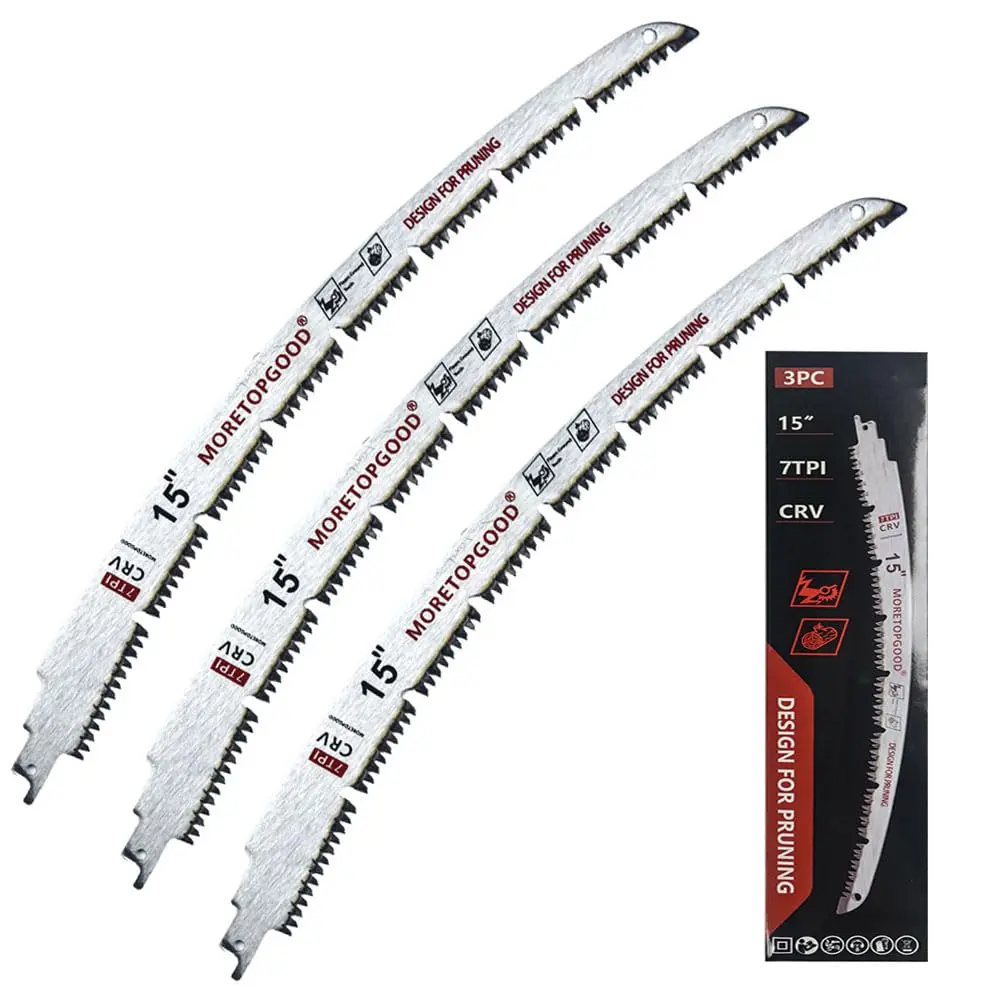 15 Inch Arc Curved Reciprocating Saw Blade with Chipconveyor, 7TPI Japanese Teeth with Arc Edge Wood Pruning Saw Blades for Tree Trimming, Wood Cutting,3-Pack