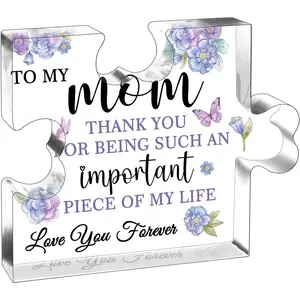 Gifts For Mom Mothers From Daughters Son  Mom Ever   Birthday Gifts For Mother Desk Decorations Puzzle-Shaped Plaque Table  Decor