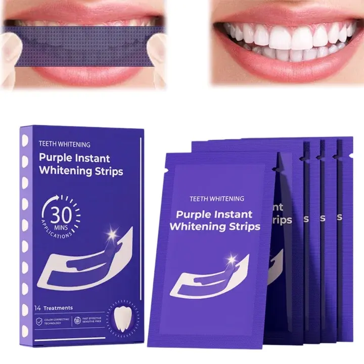 28 Strips Teeth Whitening Strips, 14-Day Treatment Whitening Kit, Gentle Deep-Cleaning Whitening Tooth Stains, Non-Sensitive, Enamel-Safe & Peroxide-Free Formula, Portable & Travel-Friendly Teeth Stain Remover for a Brighter Smile, Oral Care