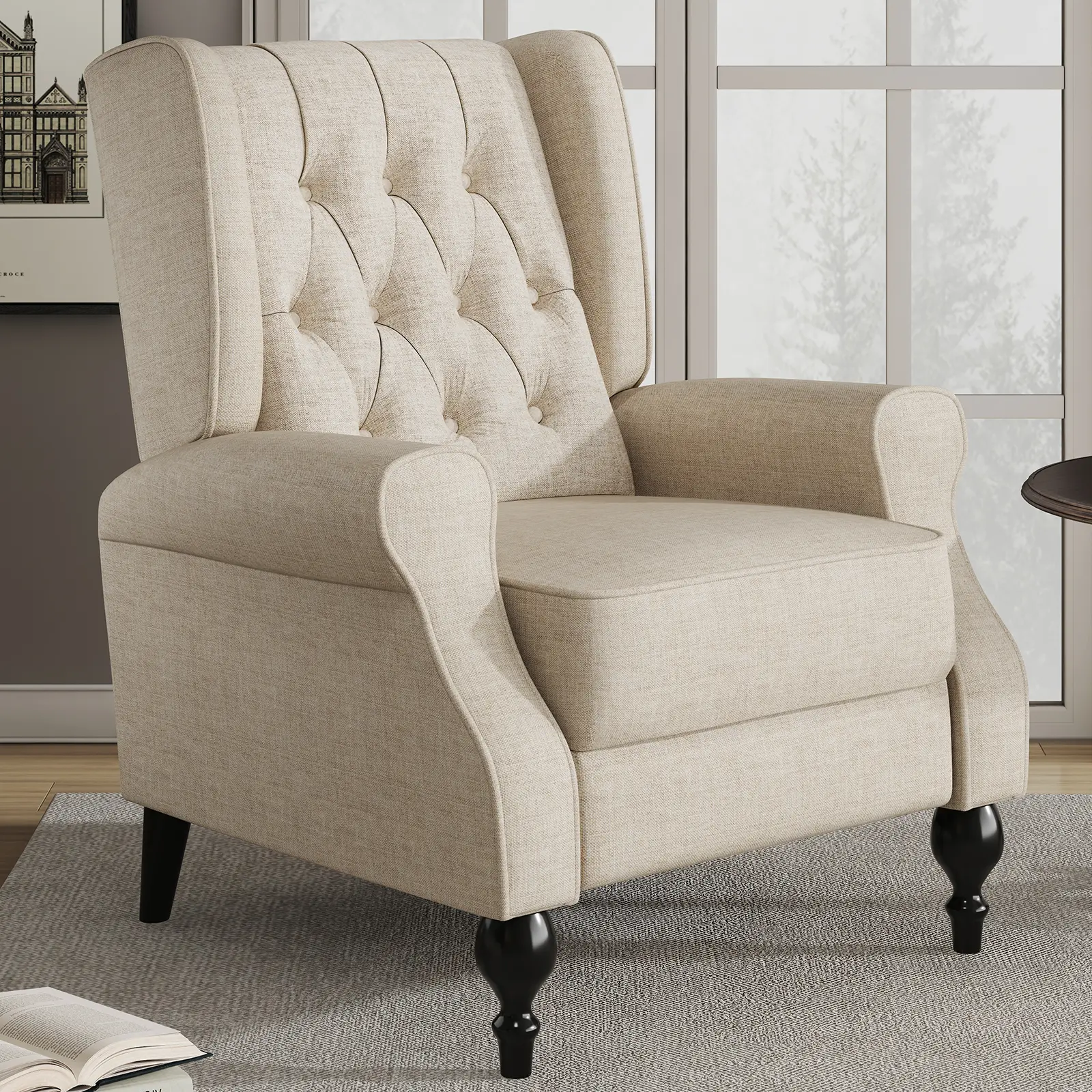 AMERLIFE Tufted Wingback Recliner Chair for Living Room, Push Back Recliner with Arms, High Back Upholstered Tufted Accent Lounge Armchair Single Sofa