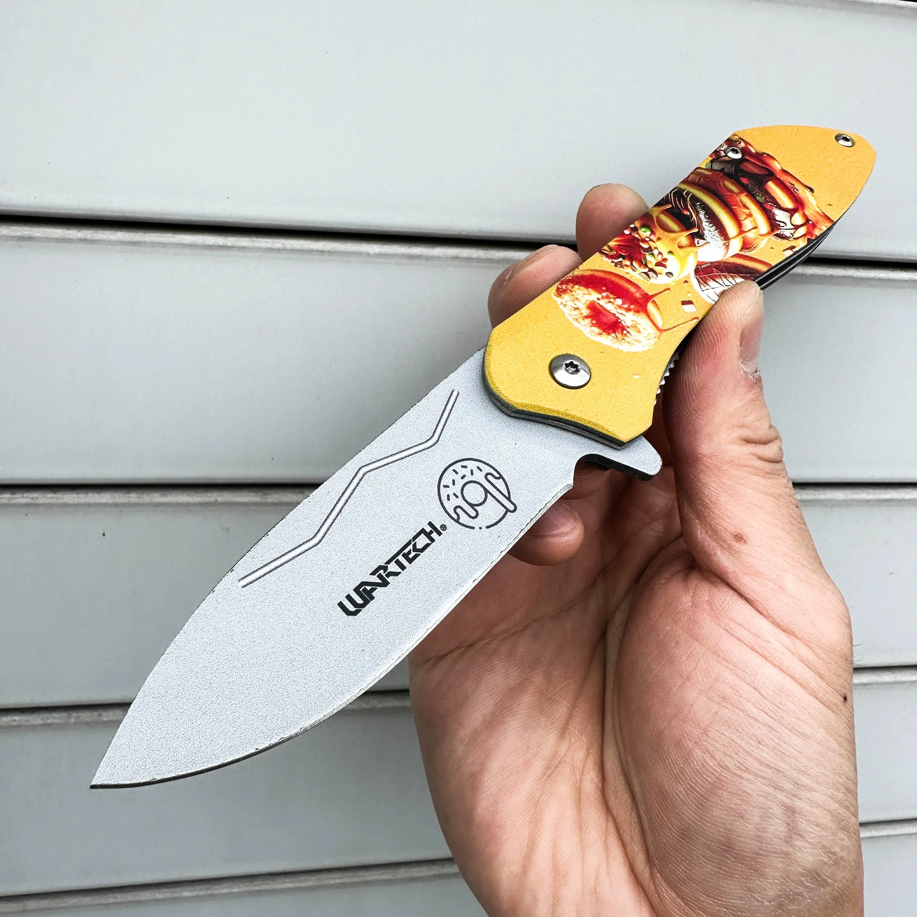7.75" Dessert Party Donut Cupcake Ice Cream Graphic Pocket Folding EDC Knife for Women Girl Stainless Steel Blade Camping & Everyday Carry, Knife for Her Xmas Valentine's Christmas Day Gift Idea
