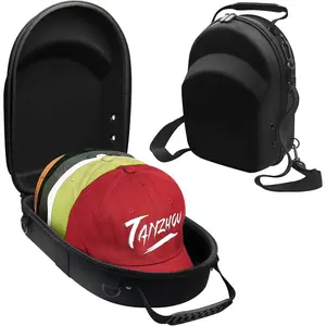 Travel Case for Baseball Caps 1 Piece Black - Hat Protector with Handle, Adjustable Shoulder Strap & Luggage Strap, Stores 6 Hats for Travel, Home, Gifts
