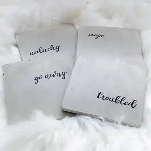 Antisign "Opposite Day" Handmade Square Concrete Coasters Tableware set of 4 Tableware Thick