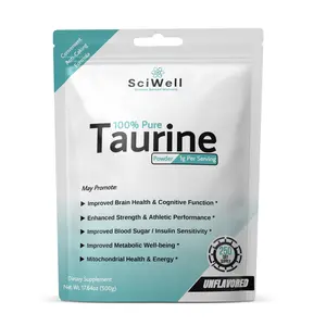 Taurine Powder - Improved Cognition & Brain Health, Blood Sugar & Insulin Sensitivity, Mitochondrial Energy. Enhanced Athletic Performance Dietary Supplement