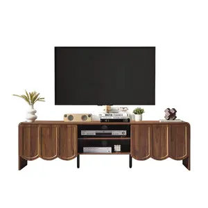 Giratree 63'' TV Stand, Modern TV Console Table Wave Panel Television Stands Entertainment Media Center with Storage Compartment and Sliding Door for Living Room