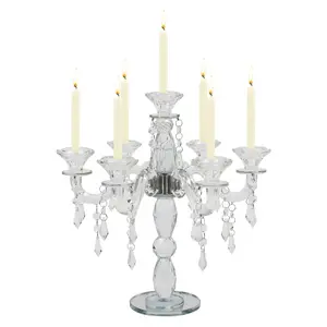 Large Clear Glass Candlestick Holder European Style Tabletop or Freestanding Decorative Candle Holder for Living Room Dining Room Patio Garden Home Decor Lighting holiday