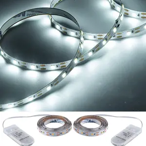 Short Led Strip Lights Battery Powered with Flashing, 3.28ft/1PCS Flexible LED Fairy Lights Battery Operated Bright for Shadow Box DIY Gift Car Bar Party Christmas, 2 Pack (Daylight White)