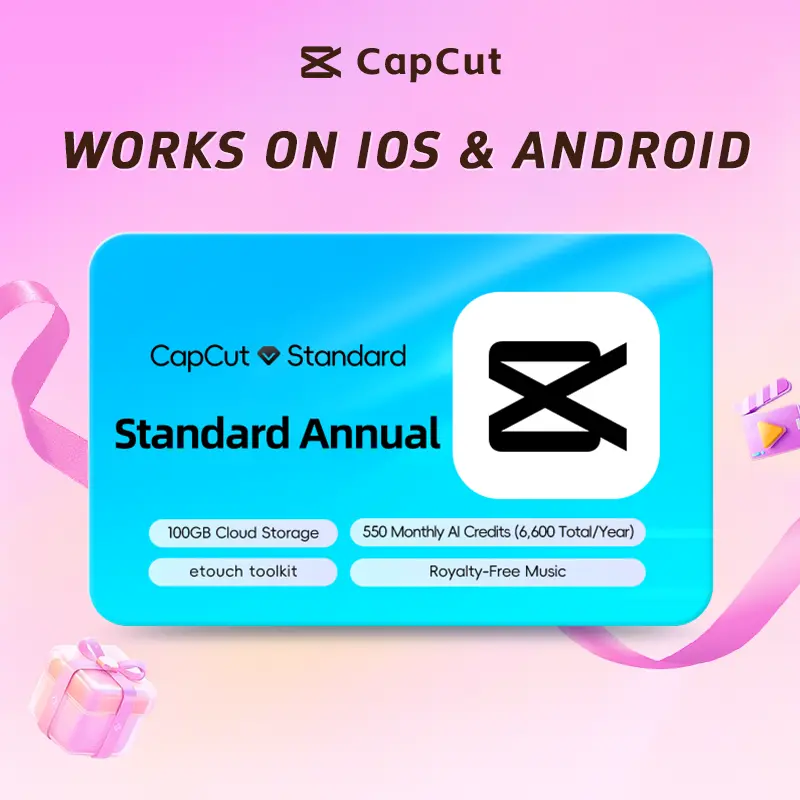 CapCut Standard Annual Membership, Official Redeem Code, Cloud Storage & Royalty-Free Music, Works on iOS & Android   T