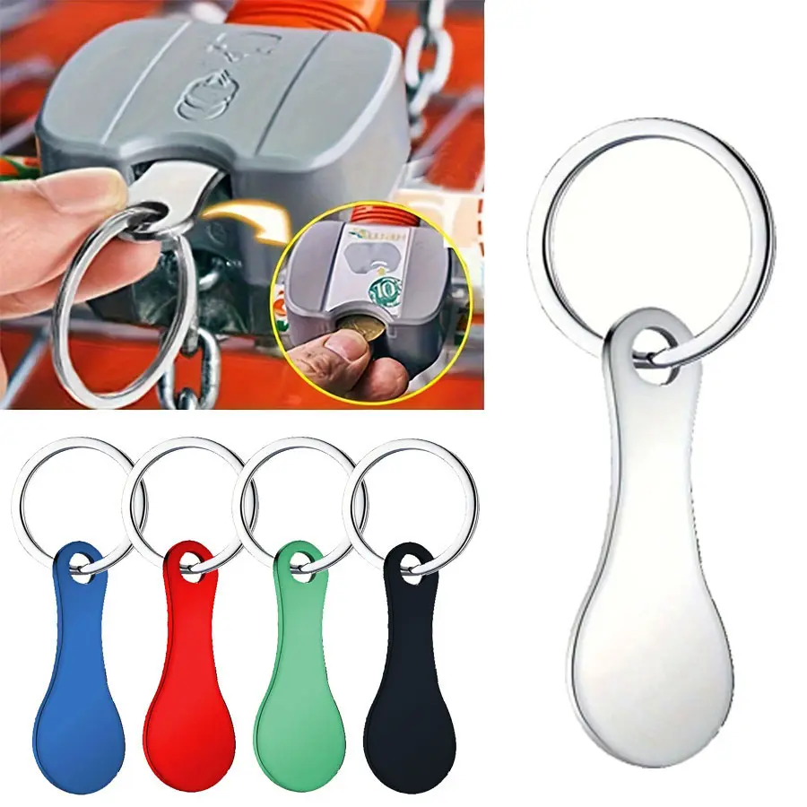 Stainless Steel Keychain for Shopping Carts, Durable Detachable Supermarket Cart Unlock Token, Fashion Accessory for Men & Women, Keychain Set, Stylish Keychain, Stylish Keyring