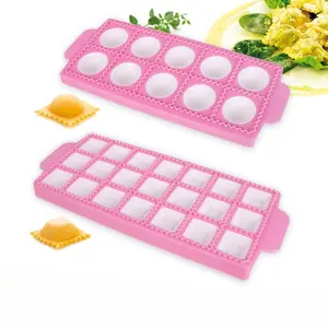Food grade square Italian dumpling mold integrated dual-mode plate 21 round + 21 square household DIY baking pasta artifact