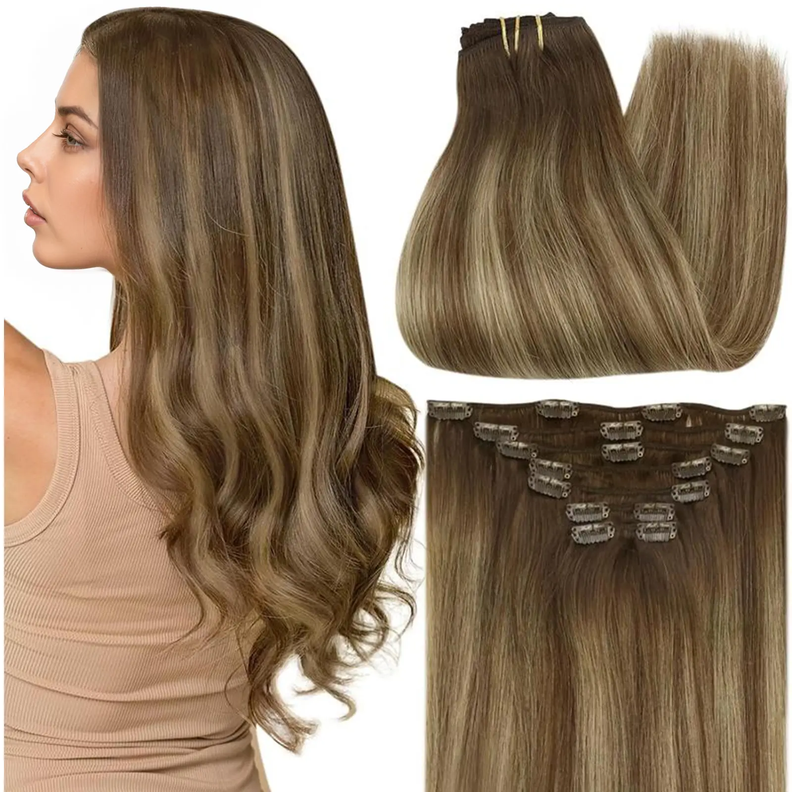 #4/24/4 Balayage Medium Brown Honey Blonde