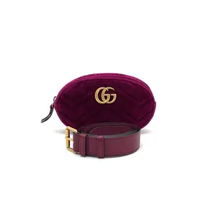 Pre-owned GUCCI Velvet Belt Bag GG Marmont Matelasse Purple #4177