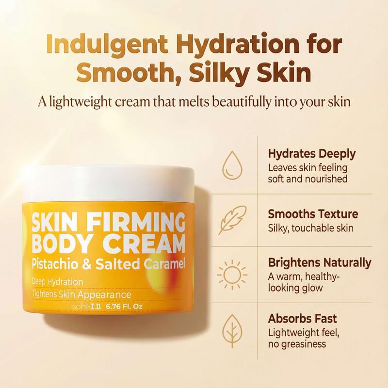 sohl-I.D. Skin Firming Body Cream, Hydrating Moisturizer with Brazil Nut Oil, Coconut Oil & Guaraná Extract, Improves the Look of Skin Firmness, Paraben & Sulfate-Free, Vegan-Friendly - 6.76 fl oz