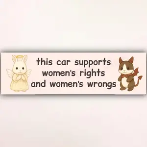Bumper StickerBumper Sticker This Car Supports Women's Rights and Women's Wrongs Cute Funny Feminist Car Bumper Sticker