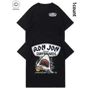 Unisex Ron Jon Surfboards Shark Graphic Washed Tee | 100% Premium Cotton | Oversized Relaxed Fit | Retro Beach Surf Aesthetic | Y2K Casual Streetwear | Trendy Summer Vacation Top gift shirts men clothing tv show white soulja boy outfit
