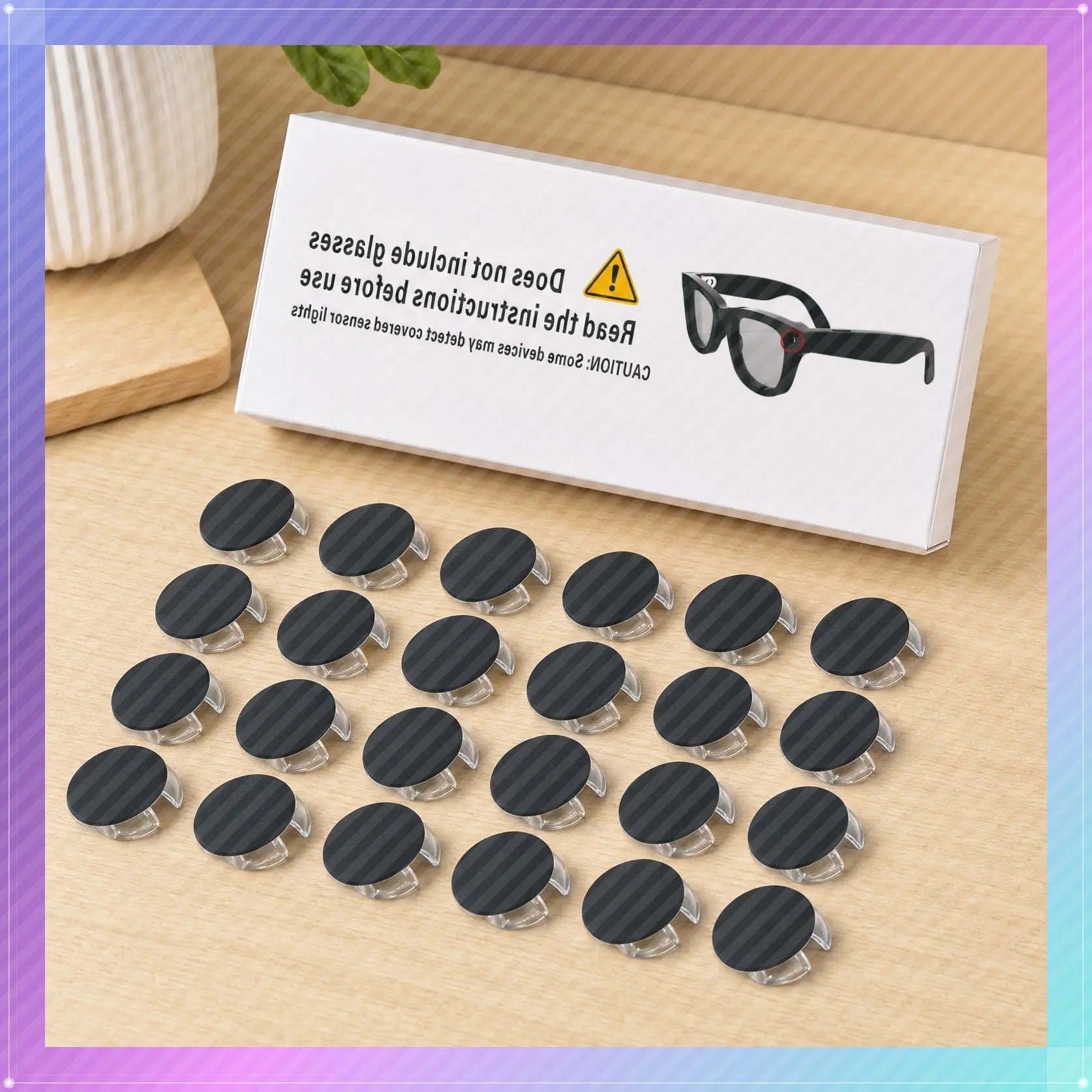 24 Reusable LED Light-Blocking Privacy Stickers - Smart Glasses Protection Accessories, Low-Light Optimized Cover, Check Product Details for Compatible Frame Styles (Glasses Excluded)