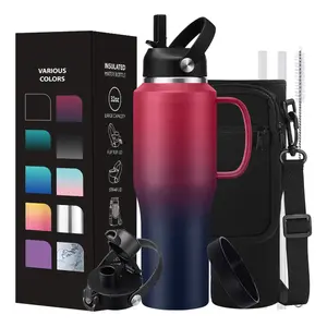 Insulated Water Bottle 32 OZ Tumbler - with Straw & Pop-up Spout Lid, Keep Cold-48H Hot-12H, Stainless-Steel Coffee Tumblers for Women Men, Metal Flask Water Bottle Fits in Cup Holder Insulated Tumbler