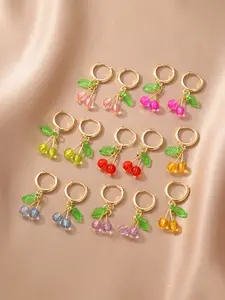 Colorful Cherry Beaded Earrings Set, Perfect for Daily Wear & Parties, Stylish Jewelry Accessory for Women, Trendy Fashion Statement