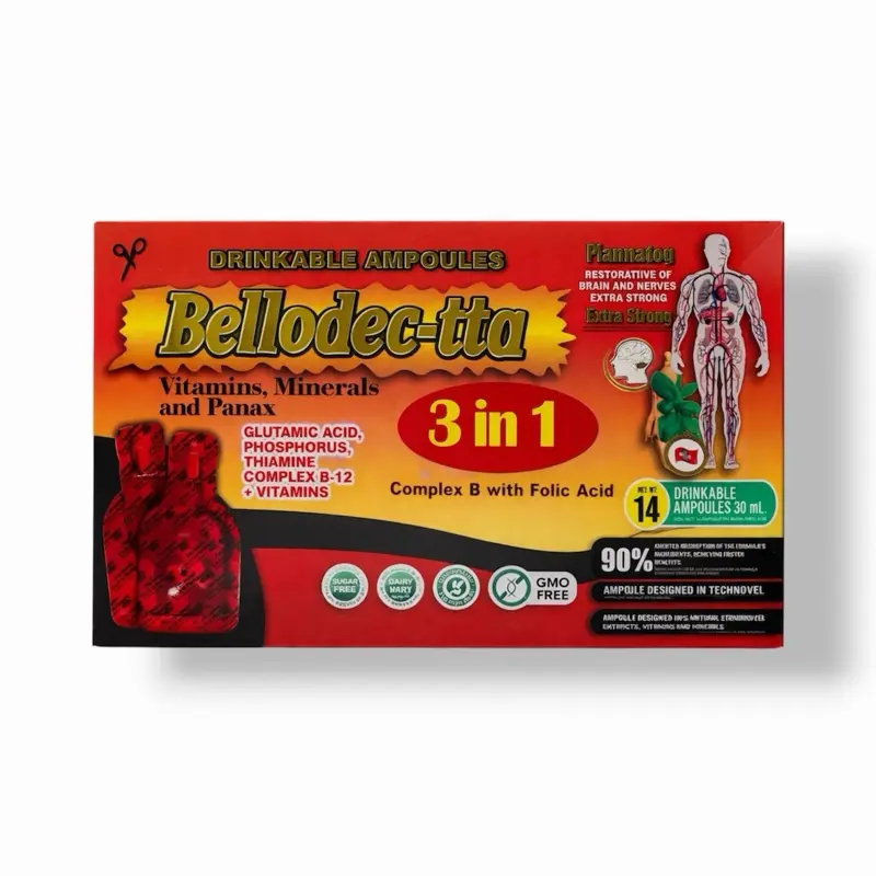 Bellodec-tta Drinkable Ampoules (14 Pack, 30ml) – 3-in-1 Vitamin, Mineral & Panax Blend, Daily Liquid Supplement