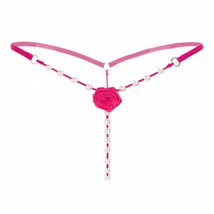 Sexy Rose Pearl Thong for Women - Strappy G-String Lingerie with Floral Charm, Womenswear, Ideal for Everyday Use - Panties Feminine Aesthetic Elegance Elegant Overall Piece
