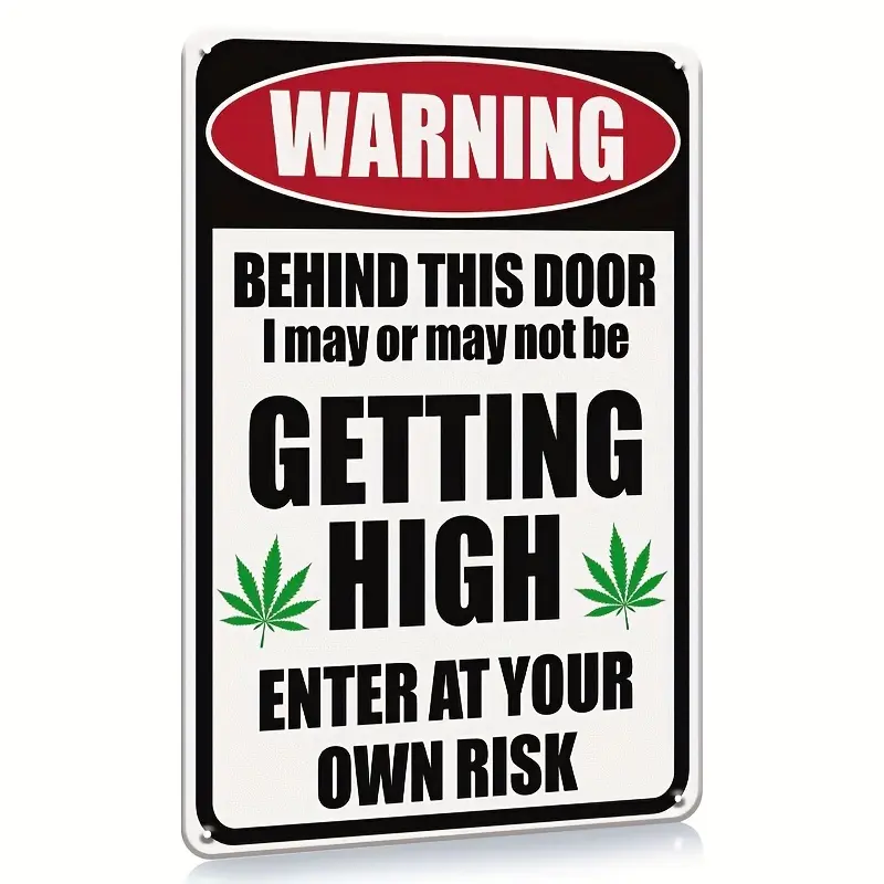 Retro Metal Plaque Sign - """"Enter at Your Own Risk"""" - Funny Wall Decor for Home, Bar, Kitchen, or Pub - Waterproof and Dustproof - Great Gift for Men and Women (12x8 inches)"""