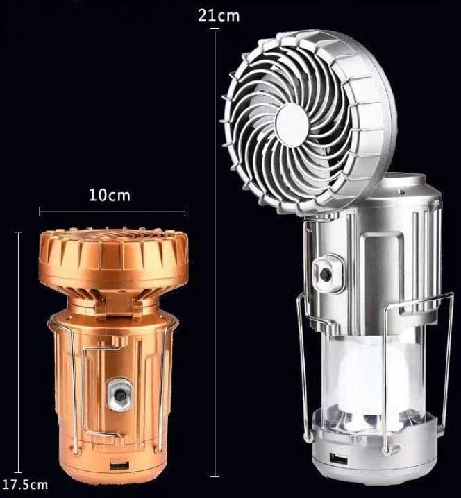 Solar Camping Fan with LED Light & 3 Power Options - Portable, Rechargeable, Waterproof, Multifunctional, IP44, 6W, 110V-220V, 330g, Travel Fan