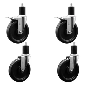 212 MAIN Phenolic Swivel Expanding Stem Caster with 6 in. Black Lockable Wheels, 1.75 in. Stems - Set of 4 (SCC-EXTTL20S615-PHS-2-S-2-134 Service Caster)