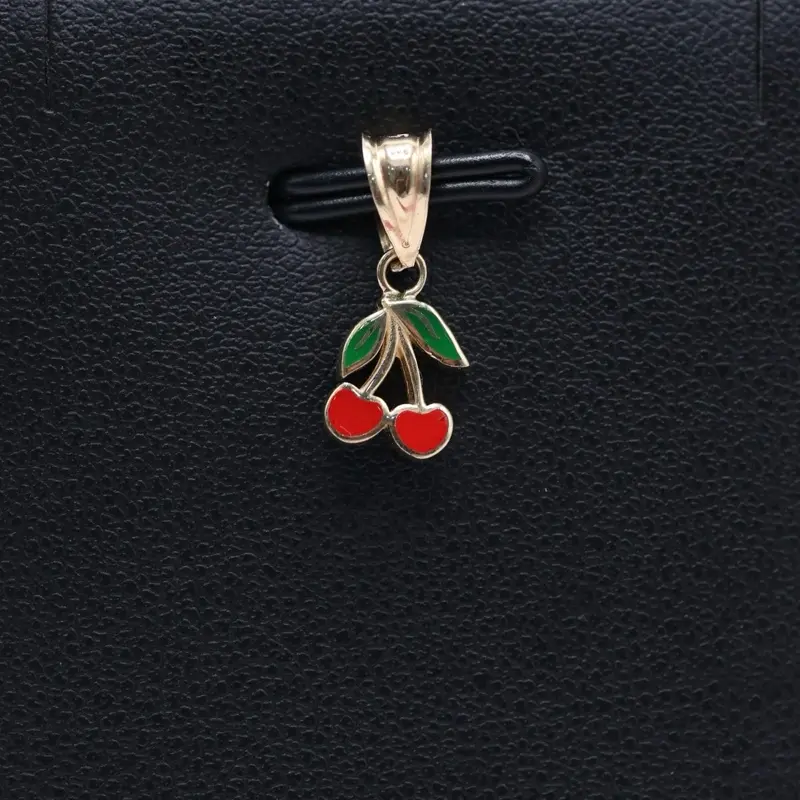 14KT Gold Mini Cherry Pendant - 10mm Small Pendant perfect for Women or Children 14KT Gold Mini Cherry Pendant - 10mm Small Pendant perfect for Women or Children