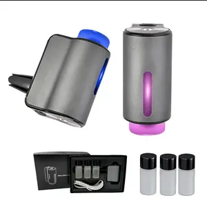 Smart Car Air Freshener Diffuser with 3 Oils Intelligent Auto Start/Stop Vibration Sensor Scent Machine Aluminum Alloy Vent Clip Aromatherapy with 3 Adjustable Spray Modes Rechargeable Waterless Nebulizer Car Accessories Gift  olor para carros