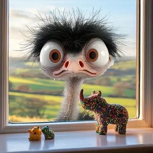 Humorous Ostrich Window Sticker, Removable Self-Adhesive Decal, Ideal for Windows, Glass Doors, Home Decor Wall Stickers