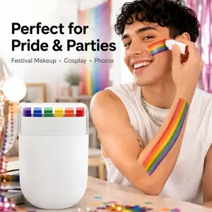 Pride Face & Body Paint Marker Set - Rainbow Lesbian Trans Flag Color Cosmetics Pens, Reusable Party Makeup Sticks for Pride Parade, Celebrations