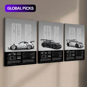 3 Counts Wooden Framed Canvas, Cool Supercar Poster, Exquisite Sports Car Patterns, Exquisite Fashion Poster, Perfect Living Room Decoration, Modern Art, Family Poster, Wall Art Decoration, Ideal Gift, Waterproof, Artwork, Modern Home Decor