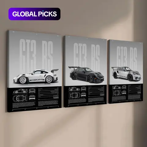 3-Piece Wooden Framed Canvas Set, Cool Supercar Sports Car Wall Art, Waterproof Artwork, Perfect Living Room Decoration, Ideal Gift, Wall Art Prints #GLOBAL PICKS