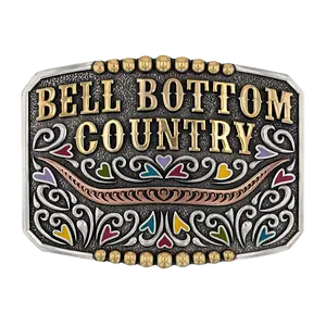 Bell Bottom Country Belt Buckle (Heart Accent)