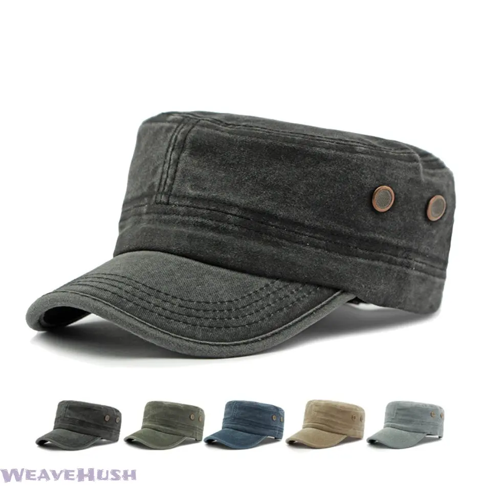Hot‑Selling Men’s Flat‑Top Military‑Style Cap, Washed Cotton Simple Lightweight Sun Hat, Trendy Sunscreen Board Cap, Versatile Casual Headwear for Daily Outfits, Outdoor Activities & Street‑Style Fashion