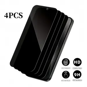 4Pcs Privacy Screen Protector for iPhone 17 Air 16 15 14 13 Pro Max Plus 16E Full Coverage Anti Spy 9H Hardness Tempered Glass Film No Bubbles Case Friendly Protection Protective