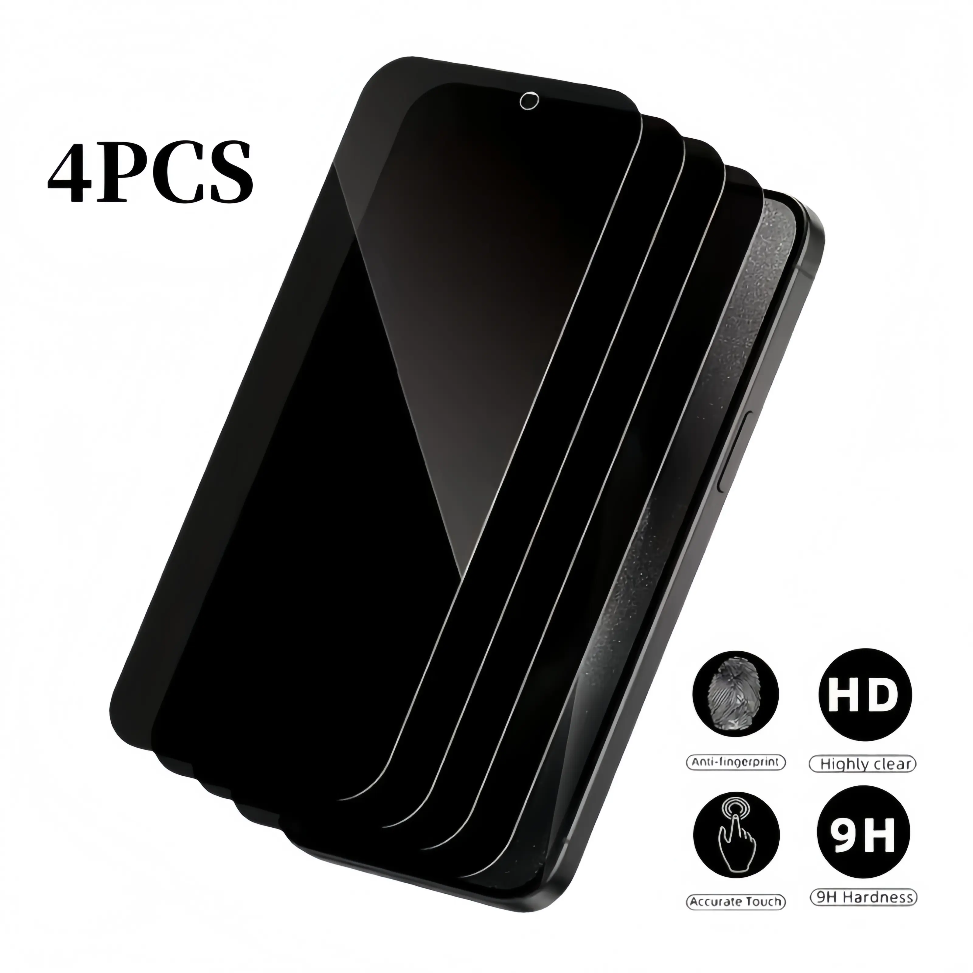 4Pcs Tempered Glass Privacy Screen Protector for iPhone 17 Air/16/15/14/13 Pro Max Plus/16E - Full Coverage, Anti-Spy, 9H Hardness, No Bubbles, Case-Friendly Protection for Smartphone Handheld Devices (Casing Accessories), Protective