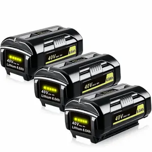 6.0Ah Ryobi 40V Battery Replacement 3 2 1 Pack OP4050 OP4040 OP40601 Compatible with Ryobi 40 Volt Power Tools