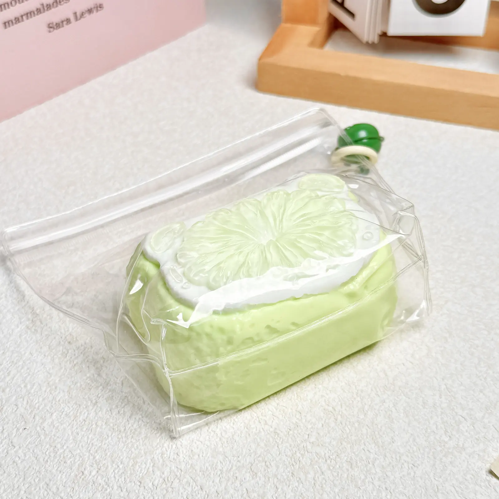 【Buy 3 Get 1 Free】Juicy Green Jelly Orange Tabby Squishy Toys, Food-Grade Silicone Slow Rising Fidget Toys, Handmade Non-Toxic Soft Squeeze Sensory Toys with Thick Creamy Slime Texture for Stress Relief