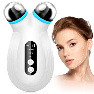 Women's Anti Aging Microcurrent Facial Device for Wrinkles & Skin Care - White LED Beauty Tool for Blood Circulation & Metabolism Boost