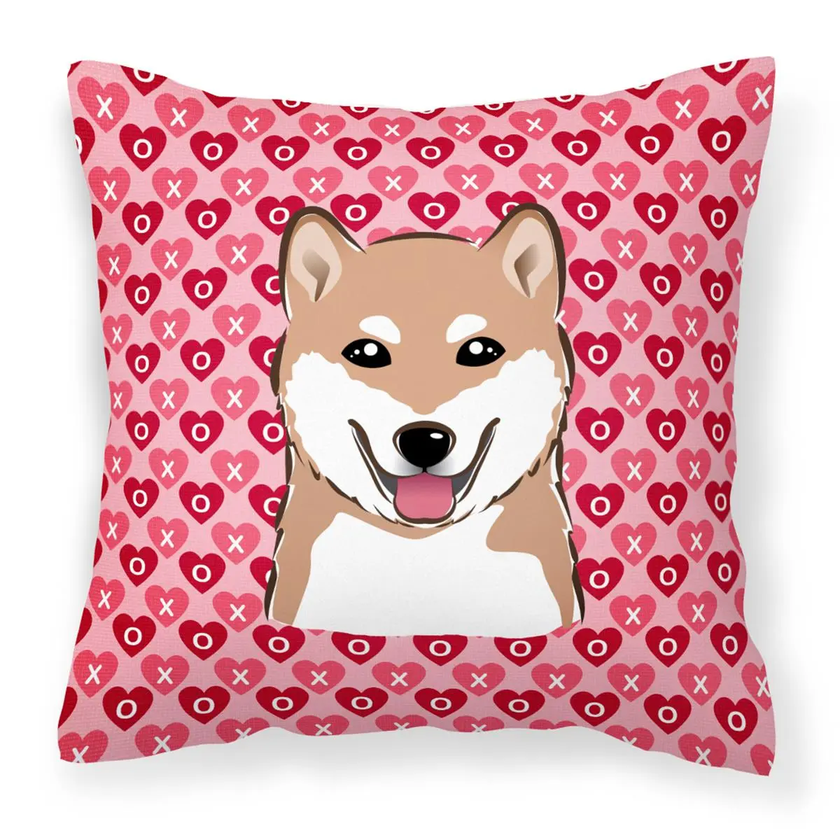 Shiba Inu Hearts Animal Motif Polyester Edit 18x18in Standard Pillow - Aesthetic Room Plush Accent Pillow, Fade-Resistant, Stain-Resistant, Mildew-Proof, Machine Washable, Handmade-Look Soft Furnishing