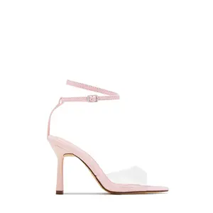 Rosalia Clear Strap Stiletto Heels – Pink