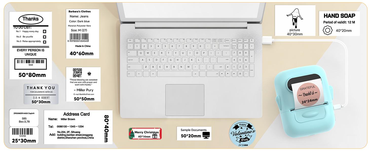 P50 Label Maker, label printer, portable wireless printer, Bluetooth supported, suitable as a Valentine's Day gift for loved ones and partners, Super Bowl