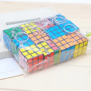 12pcs/Set Creative Mini Magic Cube 3x3cm Keychain Funny Hyperbole Puzzle Magic Cube Charms Pendant Key Ring Fashion Jewelry Gift