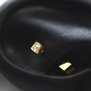 Square CZ Daith Barbell • Unique Rook Ring • Cubed Cartilage Piercing • 18g Mini Stud • Small Cube Tragus Earring • Square Conch 20g Earring