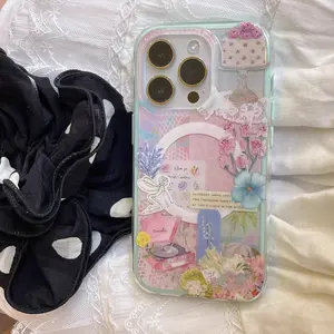 This magnetic phone case features a floral and cake-patterned design, compatible with iPhones and Galaxy phones. Made of TPU, it's shockproof and drop-resistant, making it a great choice for personal use or as a holiday gift.