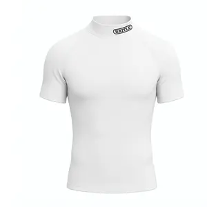 PRO Mock Neck Short Sleeve Compression Shirt for Summer - Fast Drying Moisture Wicking with Side Mesh Panels & Compression Fit