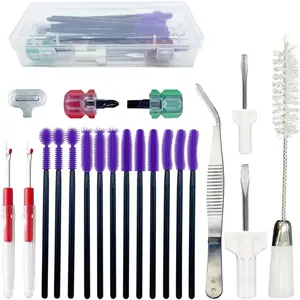 21 Pieces Sewing Machine Cleaning Kit, Sewing Machine Repair Tools Include Tweezers Double Headed Brush Screwdriver Seam Rippers Silicone Brush for Repair and Cleaning with Storage Box