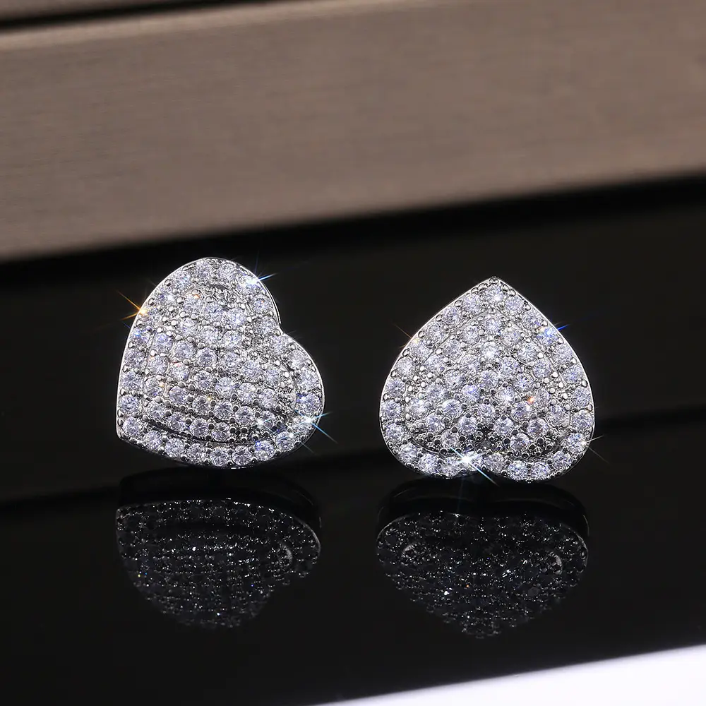 【2026 TREND ALERT】Hip Hop Oversized 13mm Full Pavé Stud Earrings | Micro Pave AAA Zircon | Luxury Heart Shape | Unisex Jewelry for Men & Women
