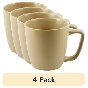 4 pack 14 oz solid matte brown stoneware mug